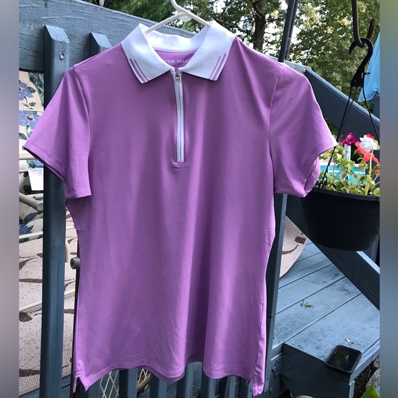 Women’s Peter Millar Chrissie short sleeve golf polo, small,lavender purple polo - Picture 6 of 15